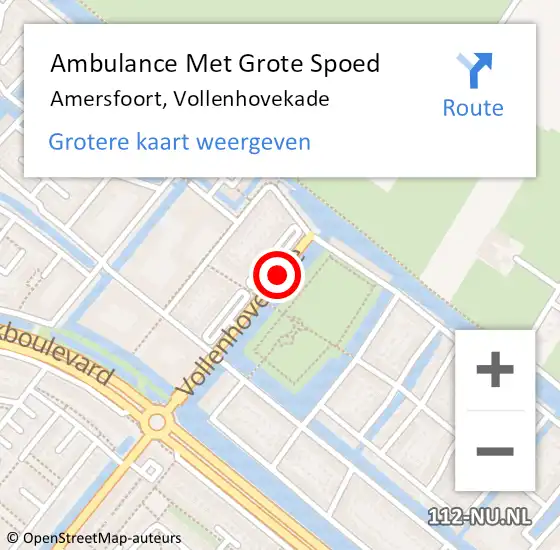 Locatie op kaart van de 112 melding: Ambulance Met Grote Spoed Naar Amersfoort, Vollenhovekade op 10 mei 2018 05:22