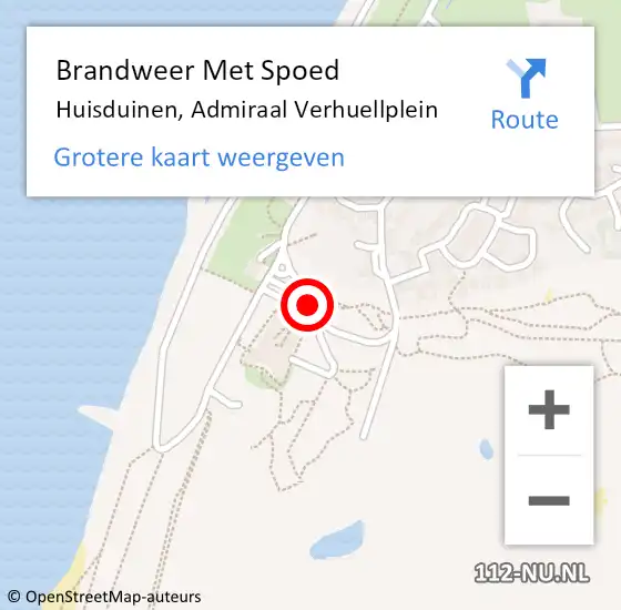 Locatie op kaart van de 112 melding: Brandweer Met Spoed Naar Huisduinen, Admiraal Verhuellplein op 10 mei 2018 06:31