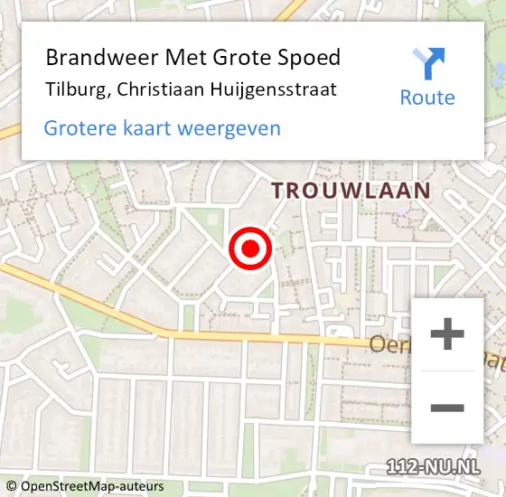 Locatie op kaart van de 112 melding: Brandweer Met Grote Spoed Naar Tilburg, Christiaan Huijgensstraat op 10 mei 2018 06:33