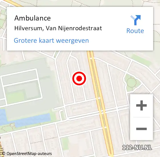 Locatie op kaart van de 112 melding: Ambulance Hilversum, Van Nijenrodestraat op 23 september 2013 14:41