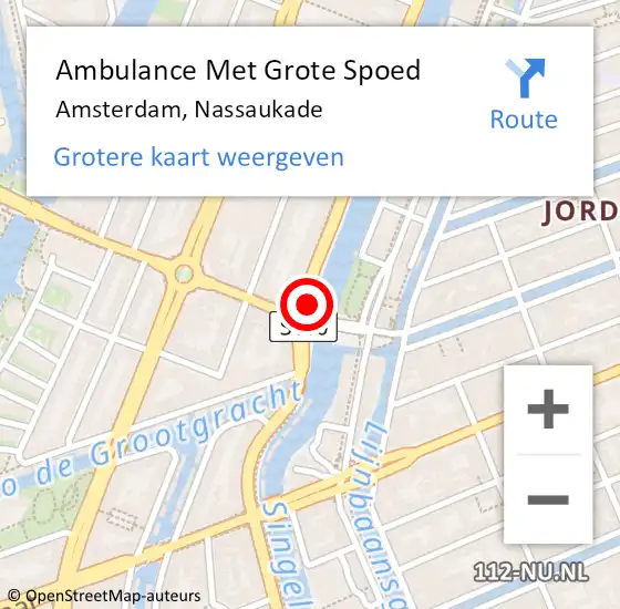 Locatie op kaart van de 112 melding: Ambulance Met Grote Spoed Naar Amsterdam, Nassaukade op 10 mei 2018 07:03