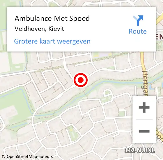 Locatie op kaart van de 112 melding: Ambulance Met Spoed Naar Veldhoven, Kievit op 10 mei 2018 07:54