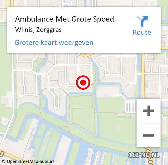 Locatie op kaart van de 112 melding: Ambulance Met Grote Spoed Naar Wilnis, Zorggras op 10 mei 2018 08:03