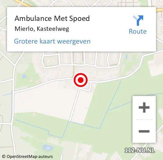 Locatie op kaart van de 112 melding: Ambulance Met Spoed Naar Mierlo, Kasteelweg op 10 mei 2018 08:16