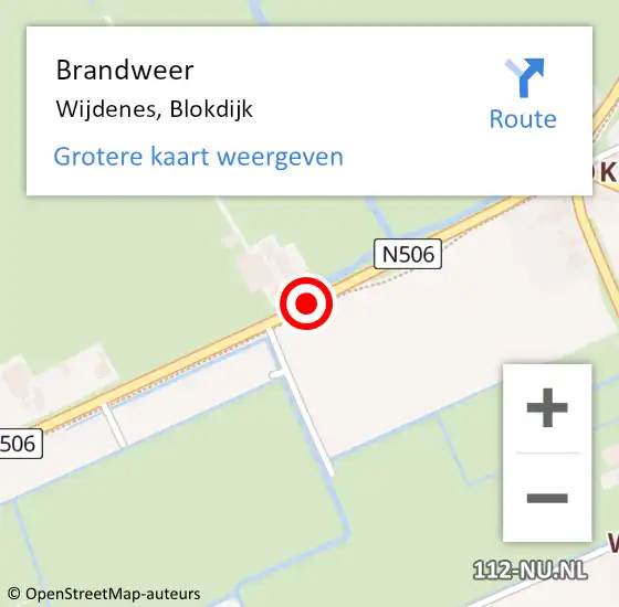 Locatie op kaart van de 112 melding: Brandweer Wijdenes, Blokdijk op 10 mei 2018 08:51