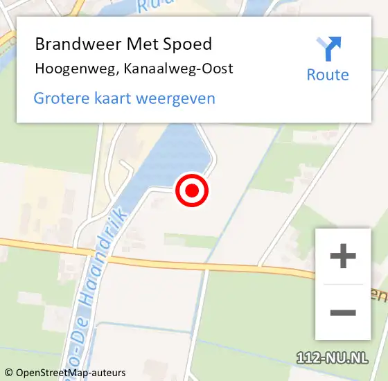 Locatie op kaart van de 112 melding: Brandweer Met Spoed Naar Hoogenweg, Kanaalweg-Oost op 10 mei 2018 09:09