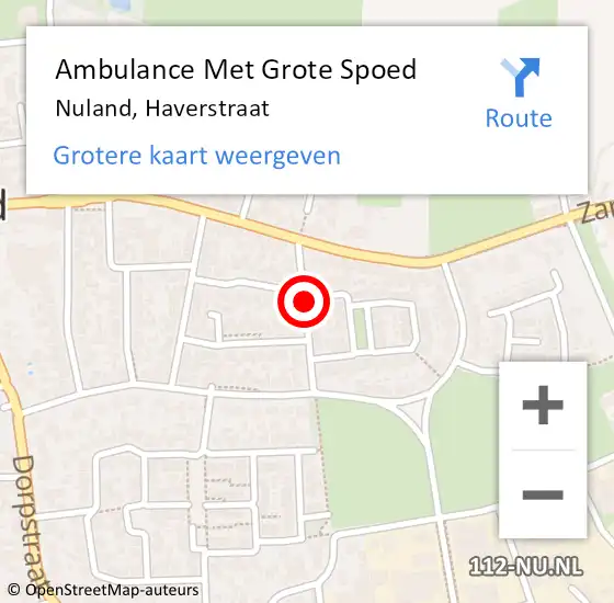 Locatie op kaart van de 112 melding: Ambulance Met Grote Spoed Naar Nuland, Haverstraat op 10 mei 2018 09:27