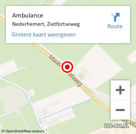 Locatie op kaart van de 112 melding: Ambulance Nederhemert, Zietfortseweg op 10 mei 2018 09:30