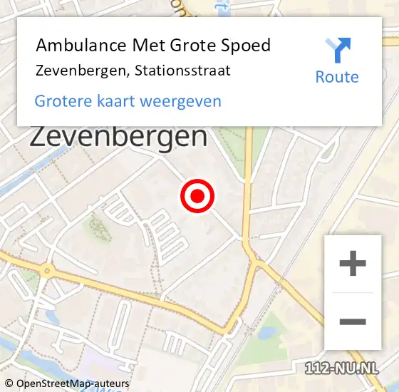 Locatie op kaart van de 112 melding: Ambulance Met Grote Spoed Naar Zevenbergen, Stationsstraat op 10 mei 2018 09:59