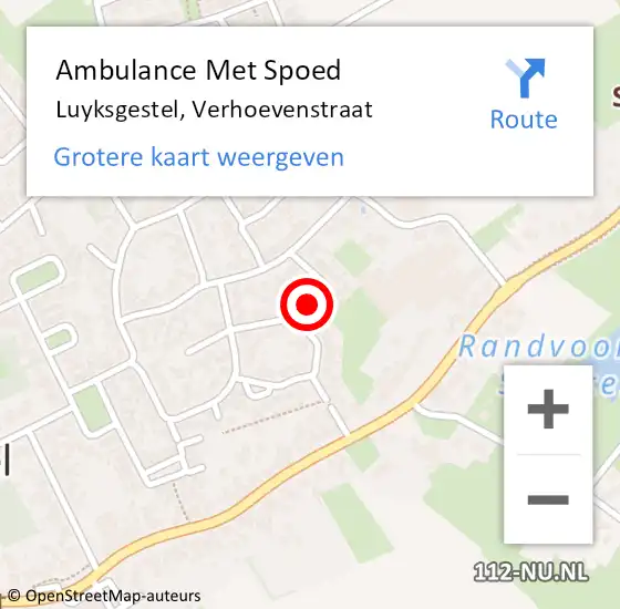 Locatie op kaart van de 112 melding: Ambulance Met Spoed Naar Luyksgestel, Verhoevenstraat op 10 mei 2018 10:21