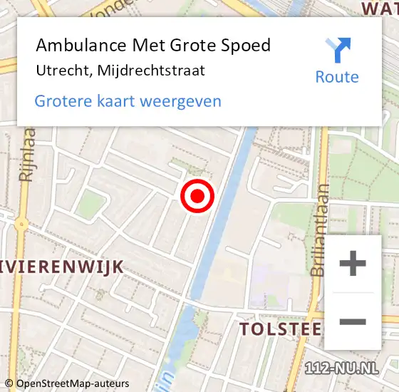 Locatie op kaart van de 112 melding: Ambulance Met Grote Spoed Naar Utrecht, Mijdrechtstraat op 10 mei 2018 10:22