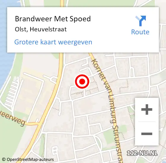 Locatie op kaart van de 112 melding: Brandweer Met Spoed Naar Olst, Heuvelstraat op 10 mei 2018 10:41