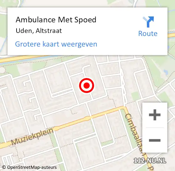 Locatie op kaart van de 112 melding: Ambulance Met Spoed Naar Uden, Altstraat op 10 mei 2018 12:22