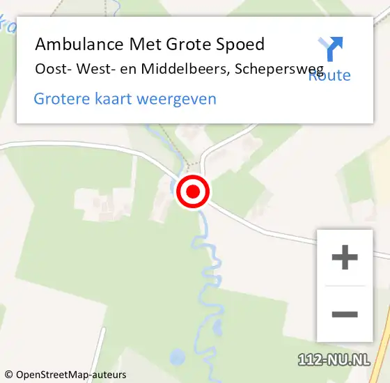 Locatie op kaart van de 112 melding: Ambulance Met Grote Spoed Naar Oost- West- en Middelbeers, Schepersweg op 10 mei 2018 12:50