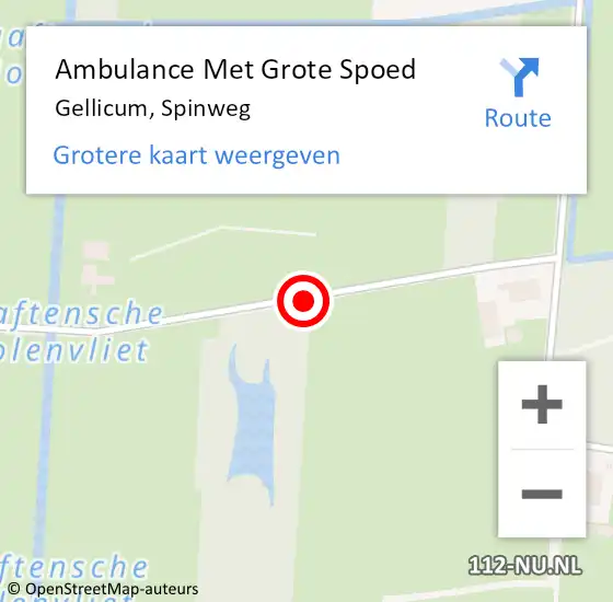 Locatie op kaart van de 112 melding: Ambulance Met Grote Spoed Naar Gellicum, Spinweg op 10 mei 2018 12:51