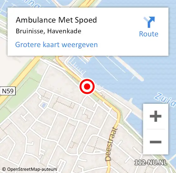 Locatie op kaart van de 112 melding: Ambulance Met Spoed Naar Bruinisse, Havenkade op 10 mei 2018 13:00