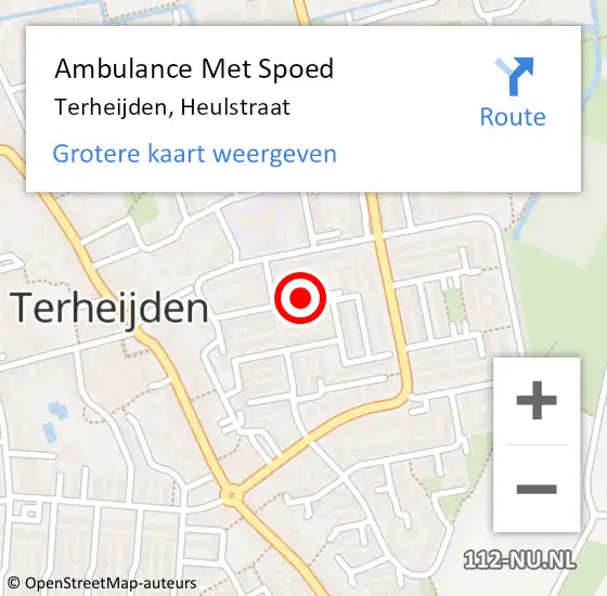 Locatie op kaart van de 112 melding: Ambulance Met Spoed Naar Terheijden, Heulstraat op 10 mei 2018 13:19