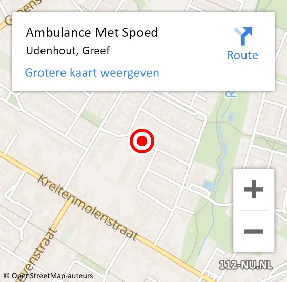 Locatie op kaart van de 112 melding: Ambulance Met Spoed Naar Udenhout, Greef op 10 mei 2018 13:28