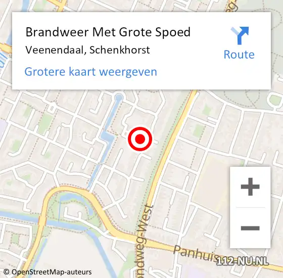 Locatie op kaart van de 112 melding: Brandweer Met Grote Spoed Naar Veenendaal, Schenkhorst op 10 mei 2018 13:40