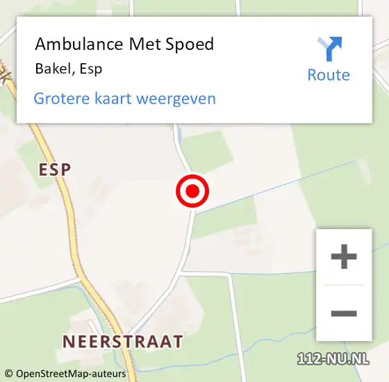 Locatie op kaart van de 112 melding: Ambulance Met Spoed Naar Bakel, Esp op 10 mei 2018 14:33