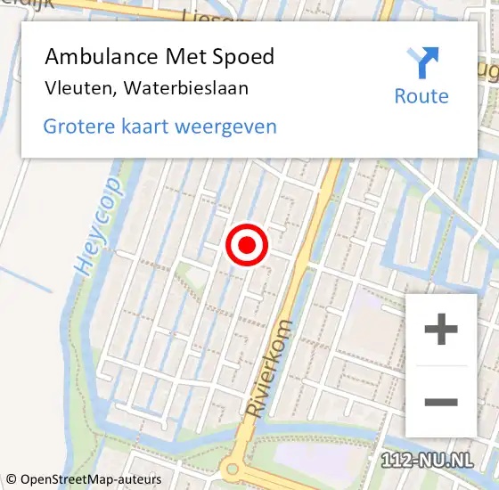 Locatie op kaart van de 112 melding: Ambulance Met Spoed Naar Vleuten, Waterbieslaan op 10 mei 2018 14:36