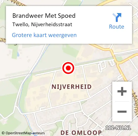 Locatie op kaart van de 112 melding: Brandweer Met Spoed Naar Twello, Nijverheidsstraat op 10 mei 2018 15:49