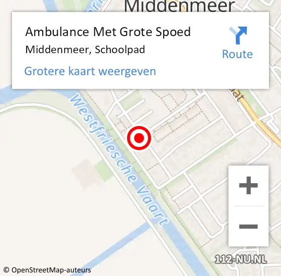 Locatie op kaart van de 112 melding: Ambulance Met Grote Spoed Naar Middenmeer, Schoolpad op 10 mei 2018 16:04