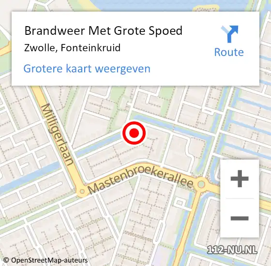 Locatie op kaart van de 112 melding: Brandweer Met Grote Spoed Naar Zwolle, Fonteinkruid op 10 mei 2018 16:21