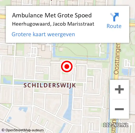 Locatie op kaart van de 112 melding: Ambulance Met Grote Spoed Naar Heerhugowaard, Jacob Catsstraat op 10 mei 2018 16:34
