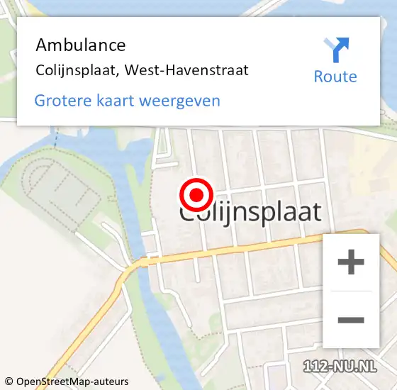 Locatie op kaart van de 112 melding: Ambulance Colijnsplaat, West-Havenstraat op 10 mei 2018 16:43