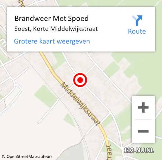 Locatie op kaart van de 112 melding: Brandweer Met Spoed Naar Soest, Korte Middelwijkstraat op 10 mei 2018 17:15