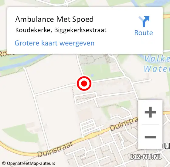 Locatie op kaart van de 112 melding: Ambulance Met Spoed Naar Koudekerke, Biggekerksestraat op 10 mei 2018 17:25