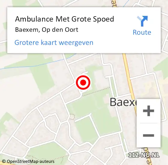 Locatie op kaart van de 112 melding: Ambulance Met Grote Spoed Naar Baexem, Op den Oort op 10 mei 2018 17:35