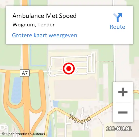 Locatie op kaart van de 112 melding: Ambulance Met Spoed Naar Wognum, Tender op 10 mei 2018 18:15