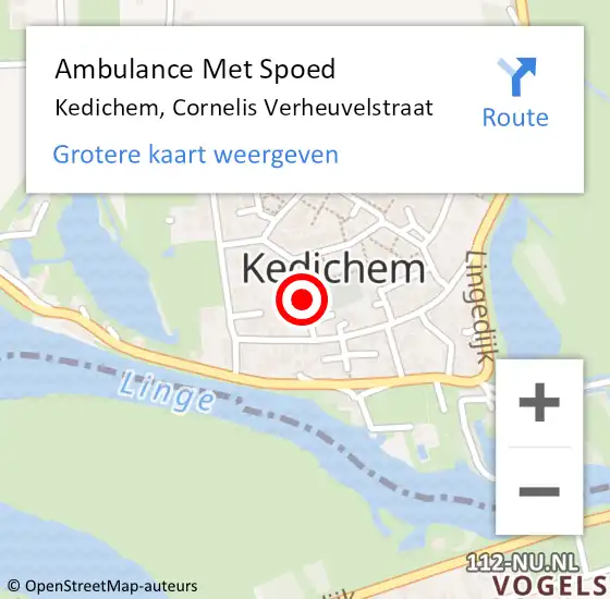 Locatie op kaart van de 112 melding: Ambulance Met Spoed Naar Kedichem, Cornelis Verheuvelstraat op 10 mei 2018 18:30