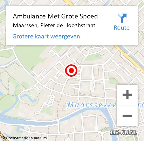 Locatie op kaart van de 112 melding: Ambulance Met Grote Spoed Naar Maarssen, Pieter de Hooghstraat op 10 mei 2018 18:44