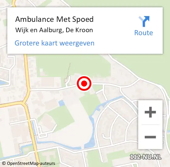 Locatie op kaart van de 112 melding: Ambulance Met Spoed Naar Wijk en Aalburg, De Kroon op 10 mei 2018 19:01