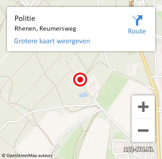 Locatie op kaart van de 112 melding: Politie Rhenen, Reumersweg op 10 mei 2018 20:46