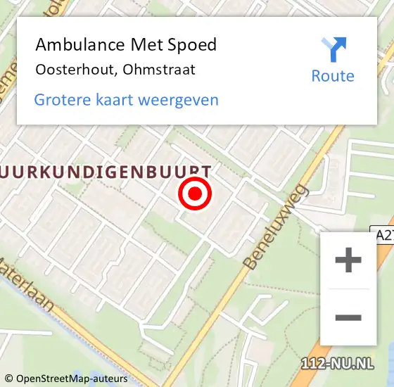 Locatie op kaart van de 112 melding: Ambulance Met Spoed Naar Oosterhout, Ohmstraat op 10 mei 2018 21:37