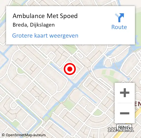 Locatie op kaart van de 112 melding: Ambulance Met Spoed Naar Breda, Dijkslagen op 10 mei 2018 21:48