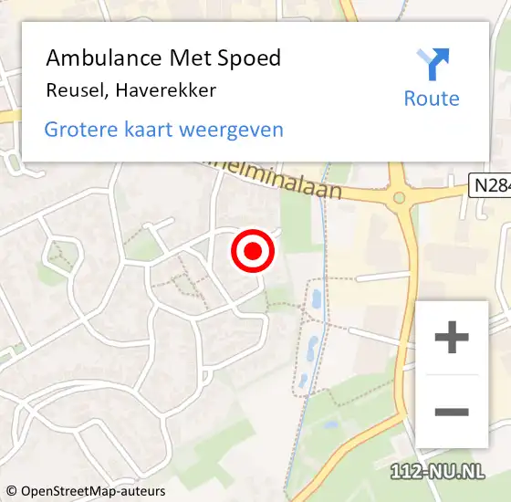 Locatie op kaart van de 112 melding: Ambulance Met Spoed Naar Reusel, Haverekker op 10 mei 2018 23:12