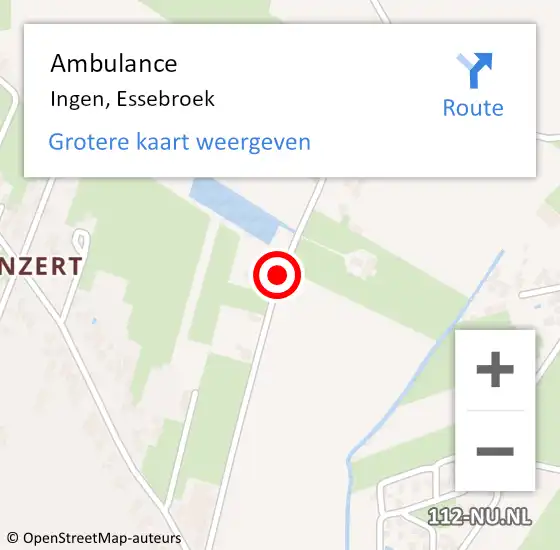 Locatie op kaart van de 112 melding: Ambulance Ingen, Essebroek op 10 mei 2018 23:37