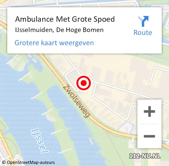 Locatie op kaart van de 112 melding: Ambulance Met Grote Spoed Naar IJsselmuiden, De Hoge Bomen op 24 februari 2014 19:20