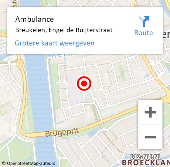 Locatie op kaart van de 112 melding: Ambulance Breukelen, Engel de Ruijterstraat op 11 mei 2018 02:29