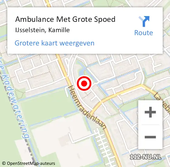 Locatie op kaart van de 112 melding: Ambulance Met Grote Spoed Naar IJsselstein, Kamille op 11 mei 2018 04:19