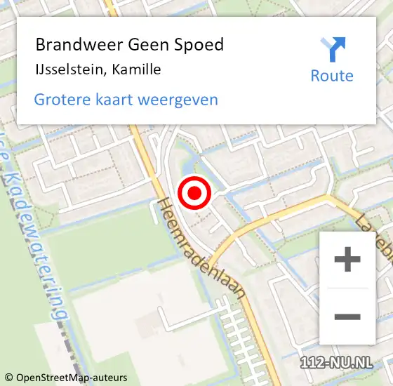 Locatie op kaart van de 112 melding: Brandweer Geen Spoed Naar IJsselstein, Kamille op 11 mei 2018 04:25