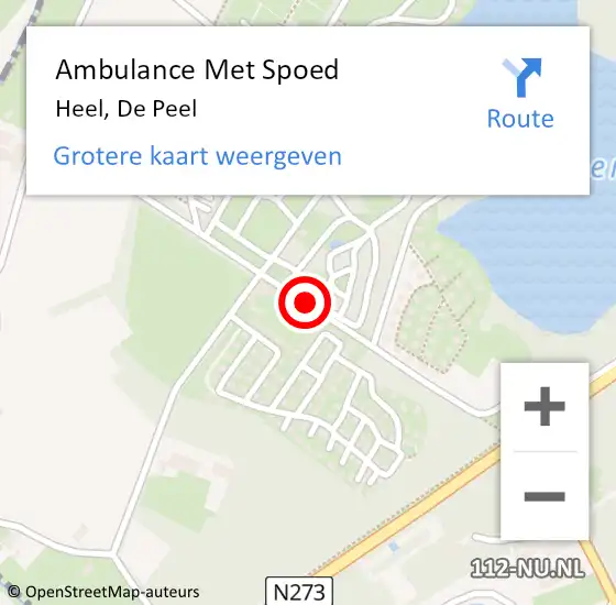 Locatie op kaart van de 112 melding: Ambulance Met Spoed Naar Heel, De Peel op 11 mei 2018 05:21