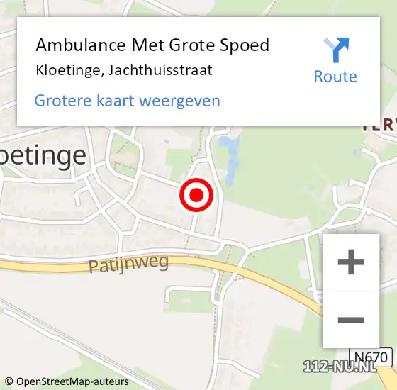 Locatie op kaart van de 112 melding: Ambulance Met Grote Spoed Naar Kloetinge, Jachthuisstraat op 11 mei 2018 06:05