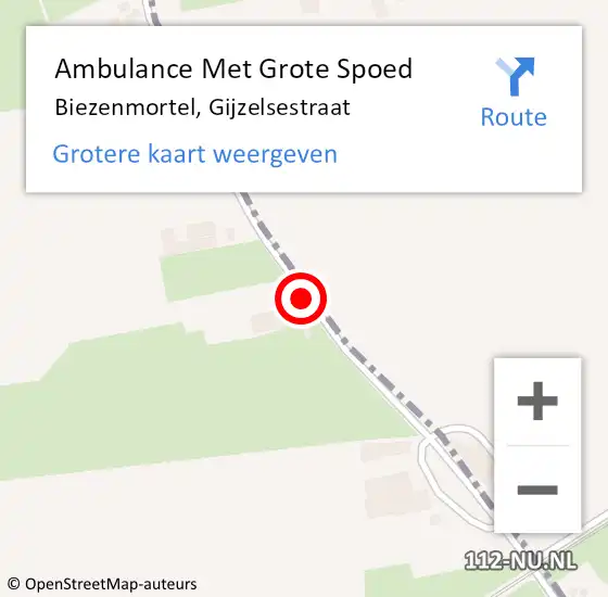 Locatie op kaart van de 112 melding: Ambulance Met Grote Spoed Naar Biezenmortel, Gijzelsestraat op 11 mei 2018 06:31