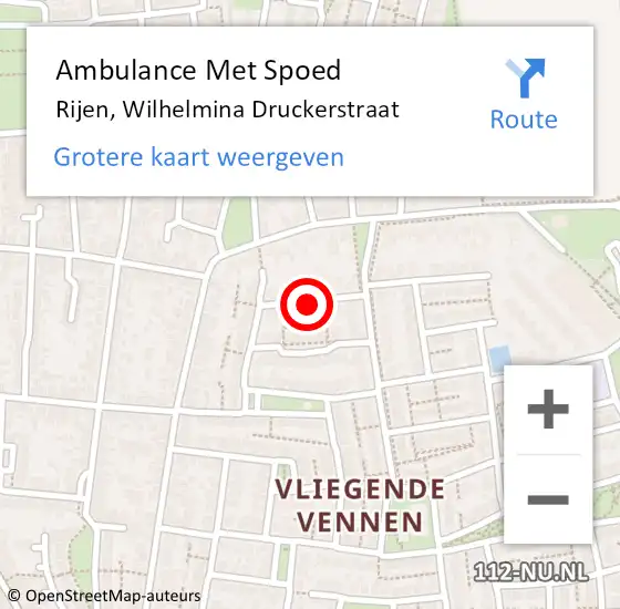 Locatie op kaart van de 112 melding: Ambulance Met Spoed Naar Rijen, Wilhelmina Druckerstraat op 11 mei 2018 08:41